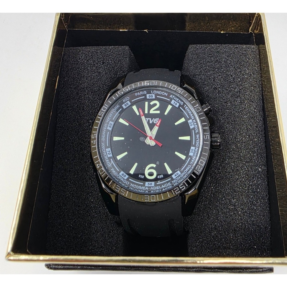 TVG Military Style Black Watch Water Resistant Mens